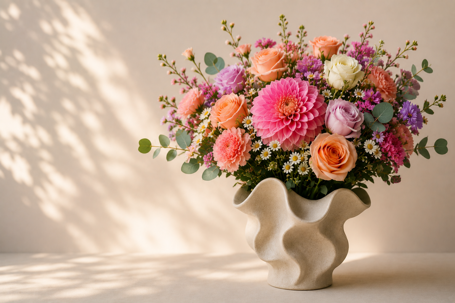 Atelier floral: aranjament artistic în lucru